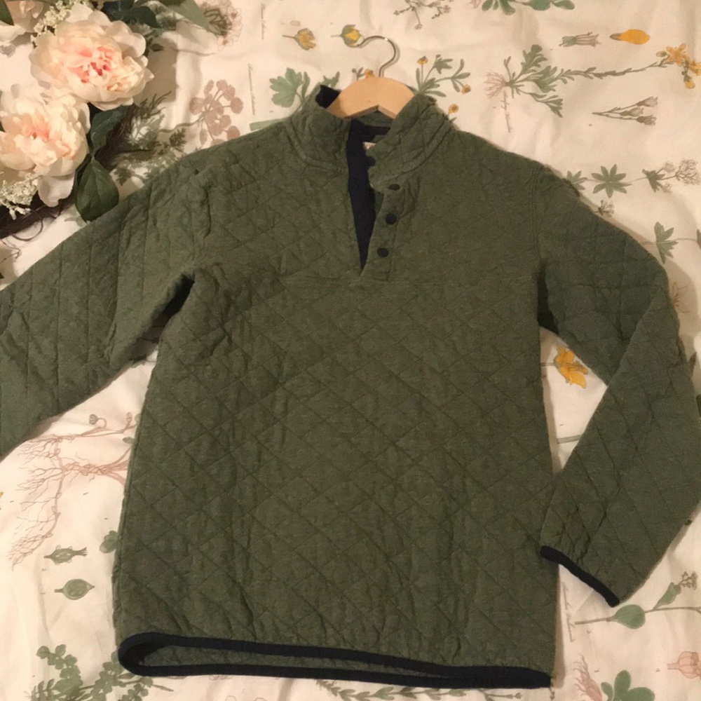 Green Waffle-Style Pullover